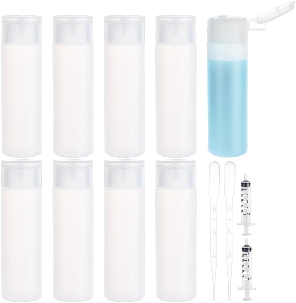 BENECREAT 10 Pack 18ml 0.6oz Small Travel Squeeze Bottles Refillable Makeup Foundation Container Travel Essentials Sample Bottles for Toiletries. Shampoo Toner Cosmetic