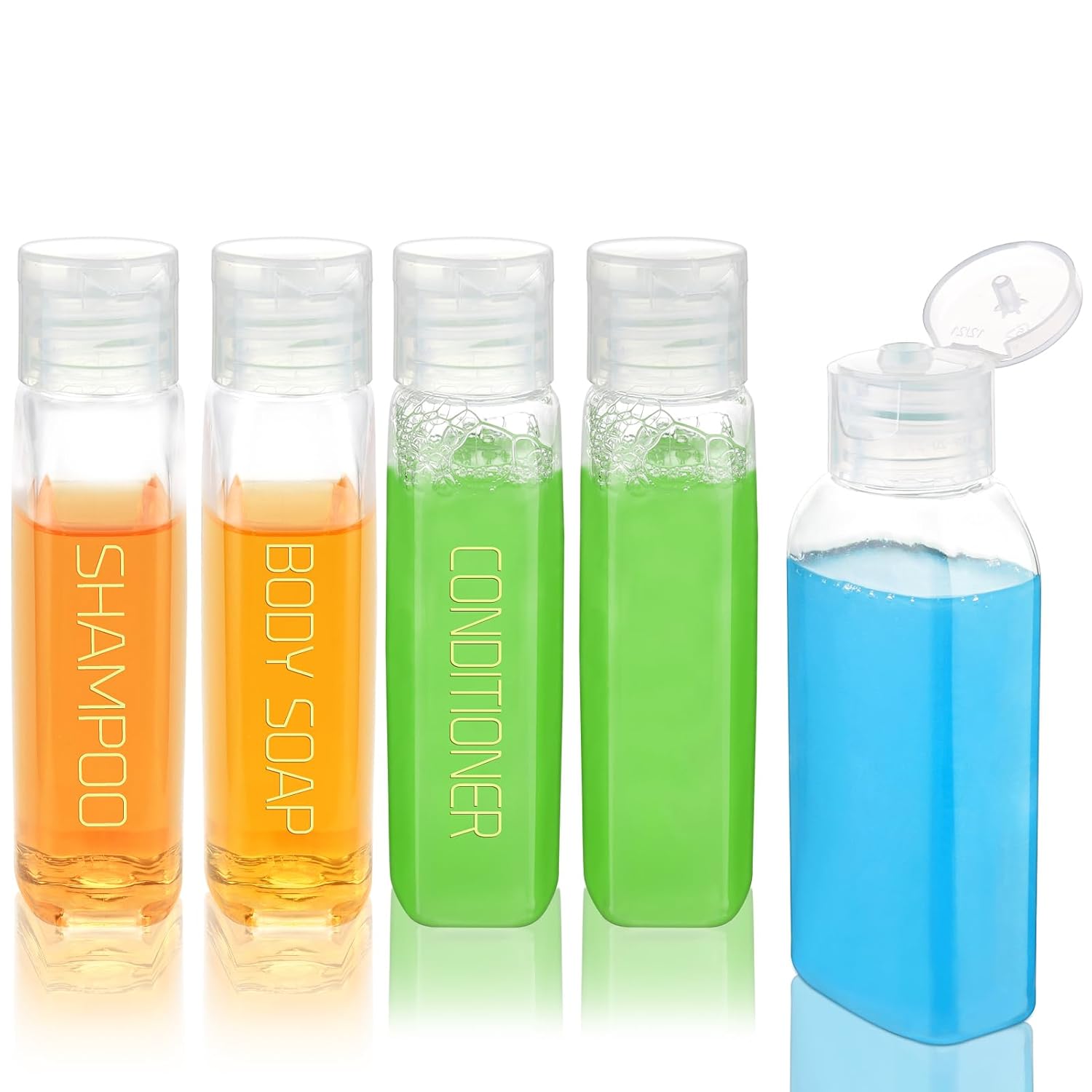 Cosywell Travel Shampoo Bottles 4pcs 3.4oz TSA Approved for Toiletries - Leak Proof Empty Lotion Containers With Flip Cap - Small Plastic Squeeze Bottles