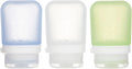 humangear GoToob+ 3-Pack (Small) | Refillable Silicone Travel Bottle | Locking Lid | Food-Safe Material. Clear/Green/Blue. Small (1.7 fl.oz; 53ml)