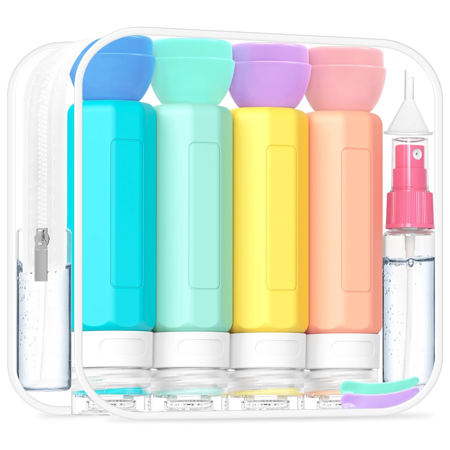 Redfly 17PCS Travel Bottles for Toiletries. TSA Approved Travel Size Containers.Silicone Leak Proof Containers Kit for Toiletries. Shampoo. Conditioner. Lotion & Creams Colorful