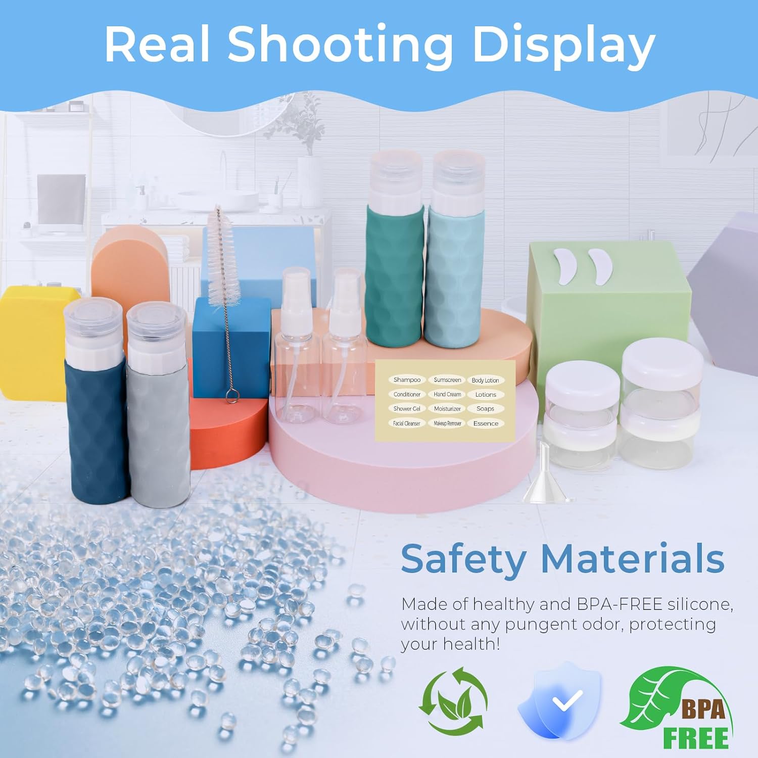 16pack Travel Bottles for Toiletries. TSA Approved Travel Size Containers Set. Leak Proof Refillable Liquid & Creams Toiletries Accessories Kit W/Toiletry Bag (Mint Green)