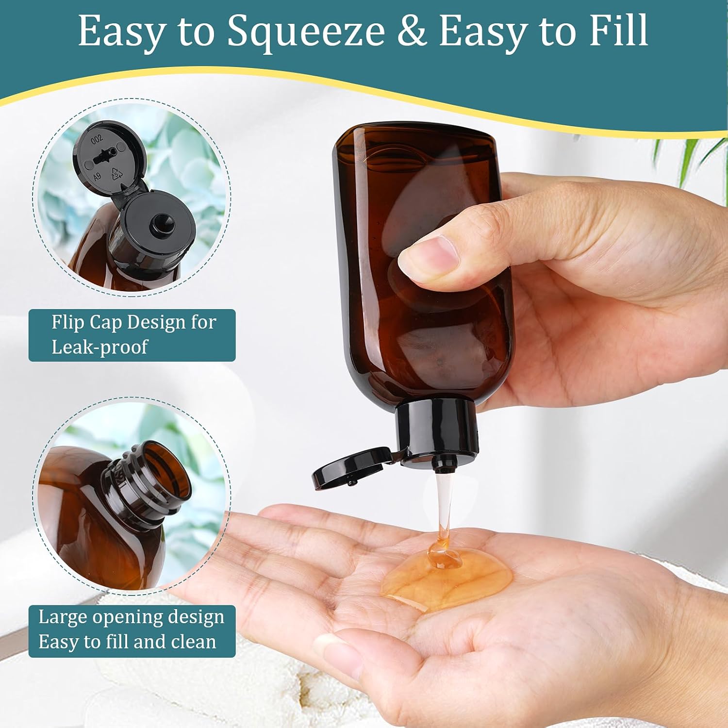 Cosywell Travel Shampoo Bottles 4pcs 3.4oz TSA Approved for Toiletries - Leak Proof Empty Lotion Containers With Flip Cap - Small Plastic Squeeze Bottles