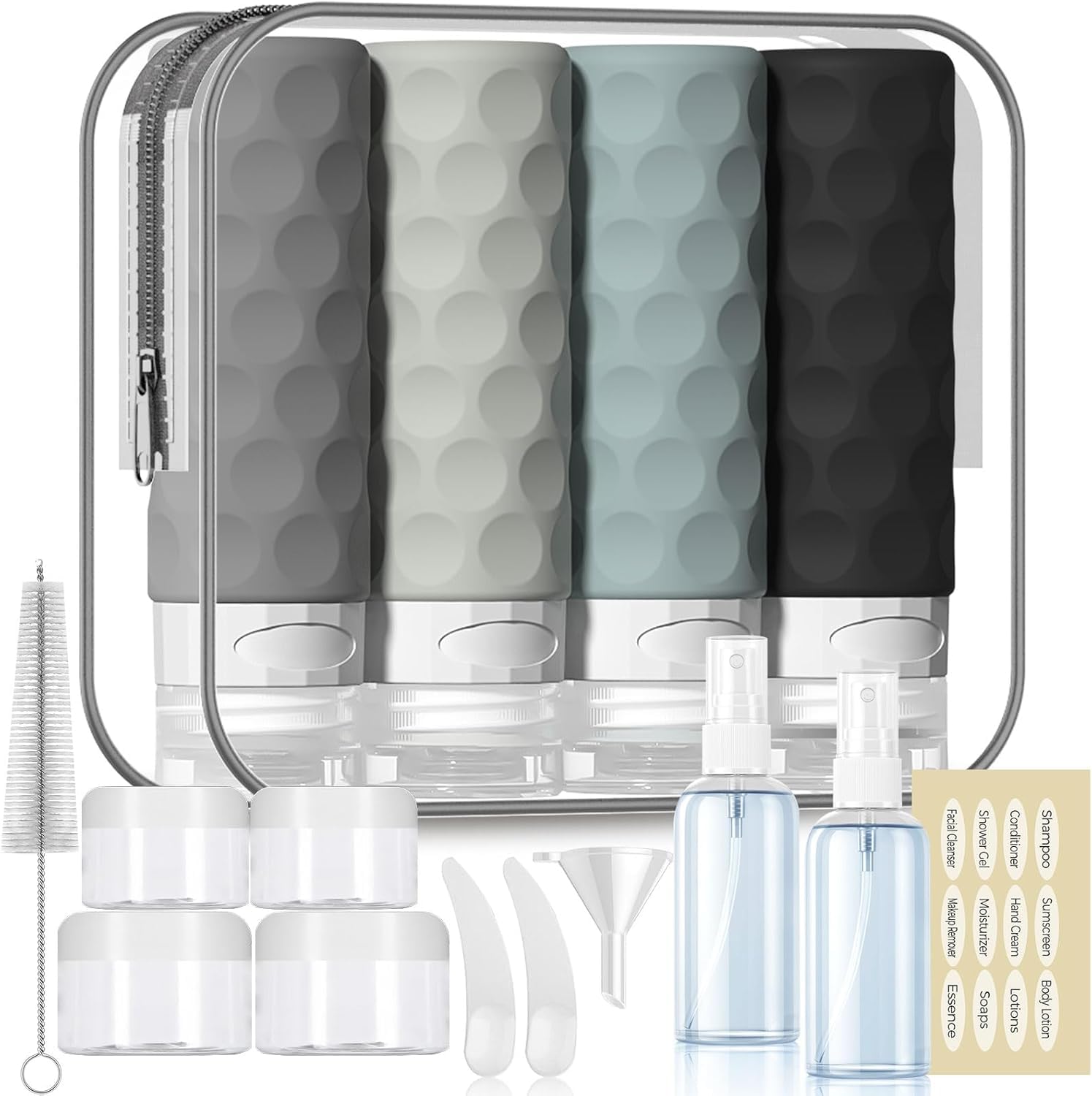 16pack Travel Bottles for Toiletries. TSA Approved Travel Size Containers Set. Leak Proof Refillable Liquid & Creams Toiletries Accessories Kit W/Toiletry Bag (Mint Green)